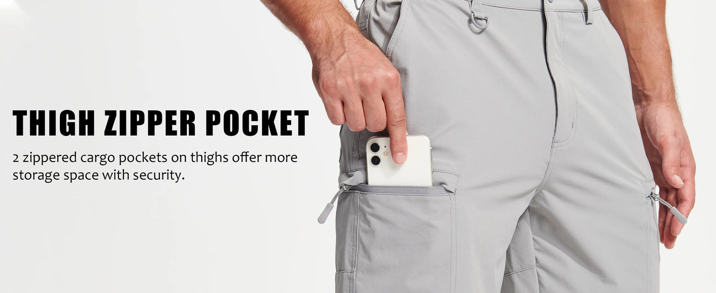 TACVASEN Waterproof Cargo Shorts Men's Summer Quick Dry Hiking Shorts Outdoor Multi-pockets Camping Training Work Shorts Man