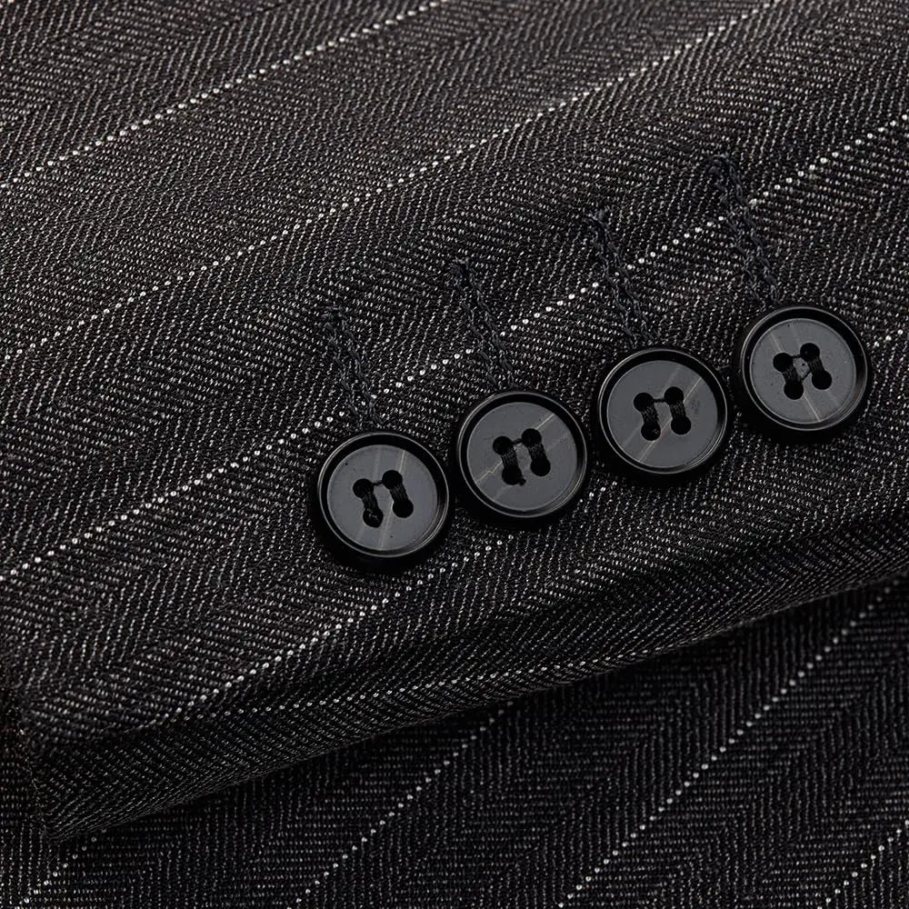 Men's 3-Piece Slim Fit Stripe Suit Blazer Jacket Vest Pants Set | Wedding Tuxedo Formal Business Prom Party US Size XXS-3XL