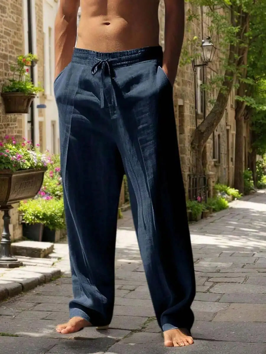 Men's Linen Wide Leg Casual Pants Are Loose Fitting, Breathable And Comfortable, Suitable For All Seasons And Versatile