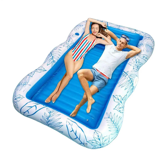Pool Floats Inflatable Floating Water Hammock Portable Pool Raft with Cup Holder for Tanning Water Play Vacation Backyard Travel
