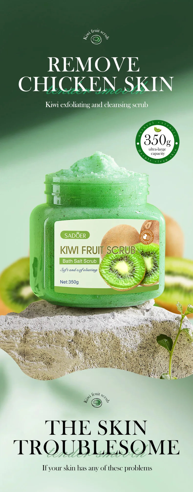350g Body Bath Scrub, with Gentle and Fine Exfoliating Particles That Can Clean Dirt and Oil from the Skin, Improve Rough Skin Texture, Make the Skin Bright, and Give It a Silky, Smooth, and Radiant Feel - Home Care