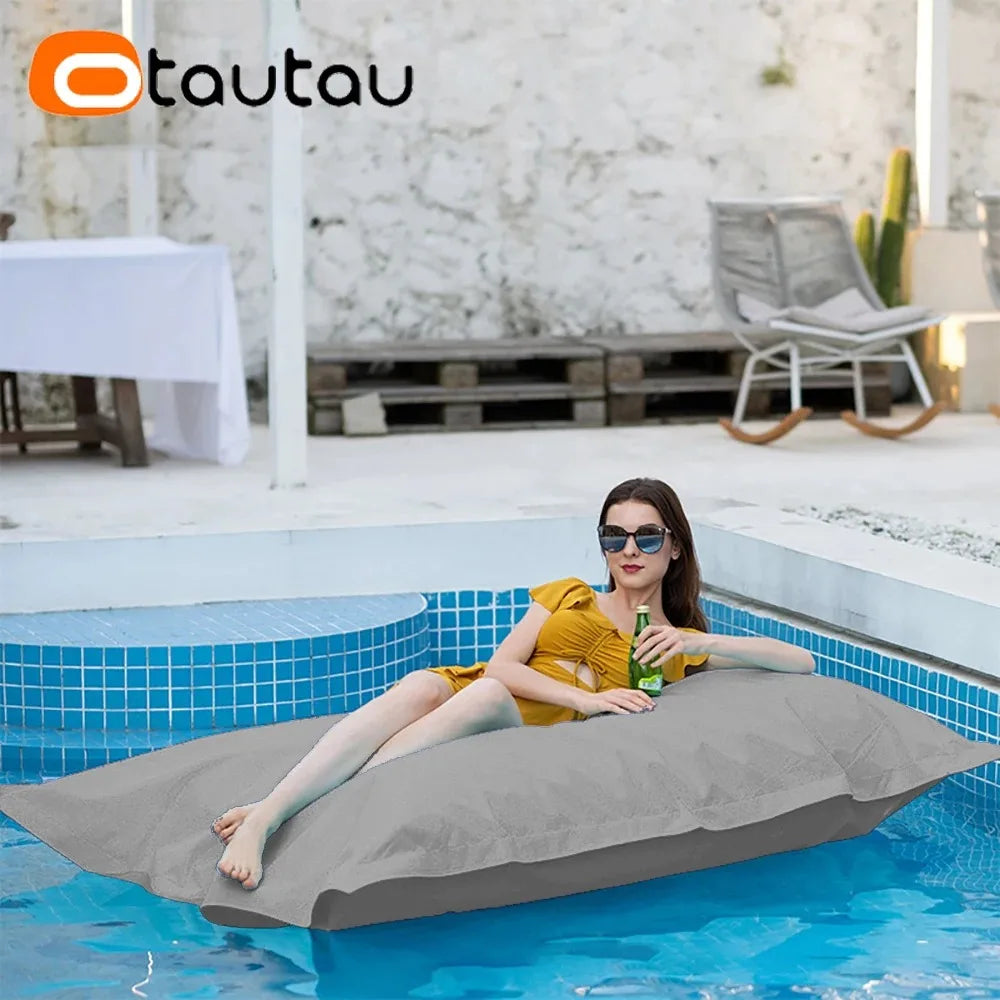 OTAUTAU Retangular Swimming Pool Floating Bean Bag Pouf Cover No Filler Waterproof Beach Pillow Sac Sofa Bed Chaise Lounge DD034