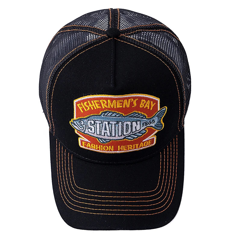 Hot Sale Unisex Summer Fishing Cap Breathable Mesh Trucker Hat Men Women Big Fish Fisherman Sports Snapback Hat Outdoor Cap
