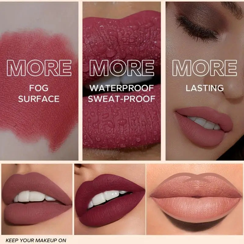 3pcs/Set Makeup Set: Matte Lip Liner+Lip Glaze+Moisturizing Lip Oil,Long-Lasting And Easy to Color,Waterproof And Sweat-Proof