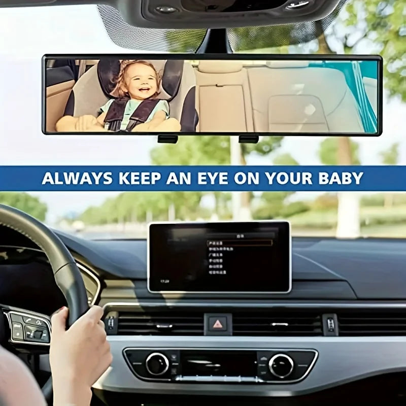 Universal Anti-Glare Wide-Angle Convex Rearview Mirror Car Interior Easy Clip-On 285mm HD Panoramic Anti-Fog Safety Accessory