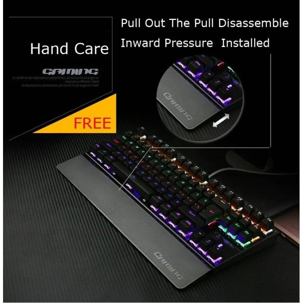 Gaming Keyboard Mechanical 26 Keys USB Wired Anti Ghosting RGB LED Backlit Ergonomic Programmable Durable Responsive Gamer