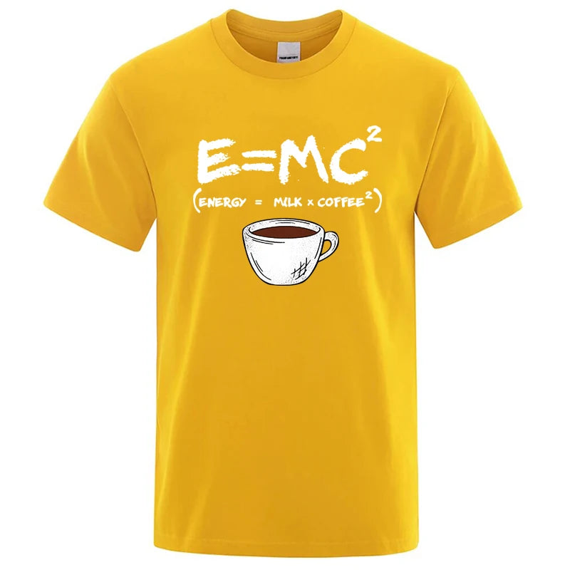 Summer Men's T-shirt 100% Cotton Casual Funny Energy=Milk+Coffee Print Men Cool Loose O-neck Tops For Men Short Sleeve Male Tees