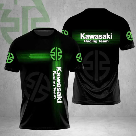 SUMMER NOVELTY 20224, Men's T-shirt, Casual Short-sleeved Breathable T-shirt with 3D Motorcycle Print Kawasaki