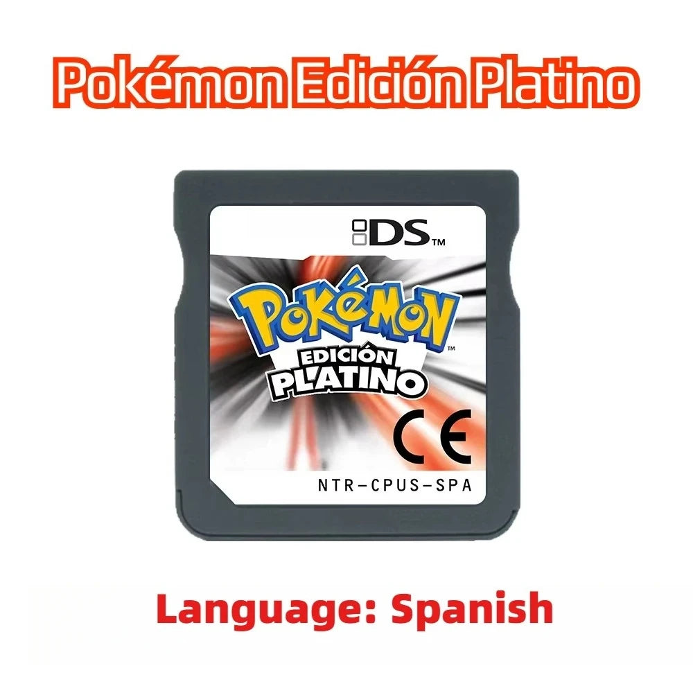 DS Game Card ， Soul Silver Heart Shaped Gold Pearl Diamond Black 2 White 2 ，Console game cartridge ，Spain Language