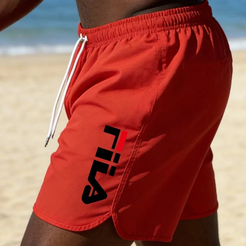 Men's Quick-Dry Beach Pants with Fashion Print, Comfortable Loose-Fit Surfing and Swimming Shorts