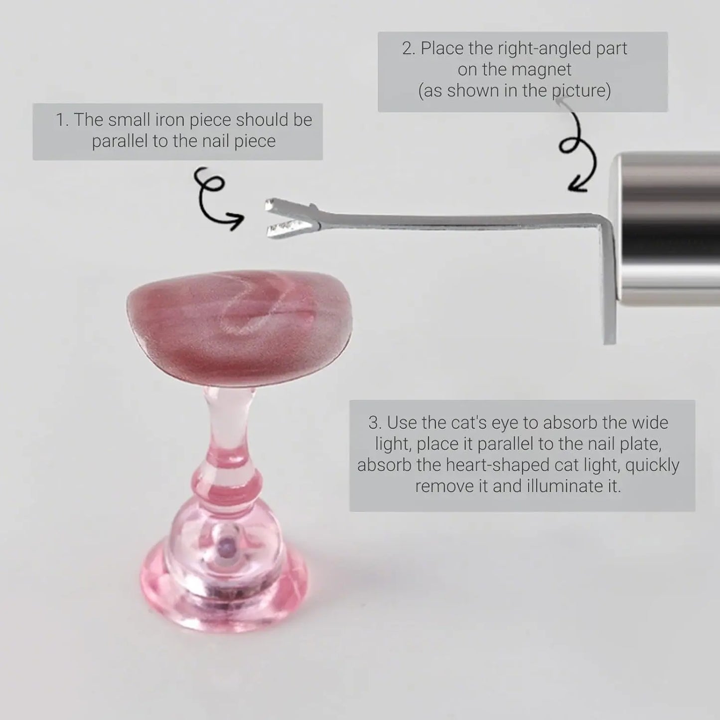 2/3Pcs Heart Cat’Eye Nail Magnet Set Y-shape,Cylinder Magnetic Stick for Creat French Cat Eye Love Shape On Nails Manicure Tools