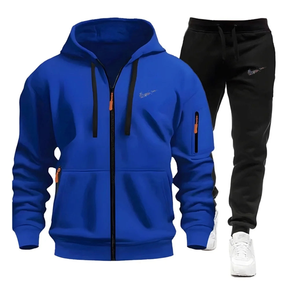 Men's 2-Piece Tracksuit Set Hooded Sweatshirt And Drawstring Pants Sportswear for Running Male Hoodies Unisex Autumn Sportwear