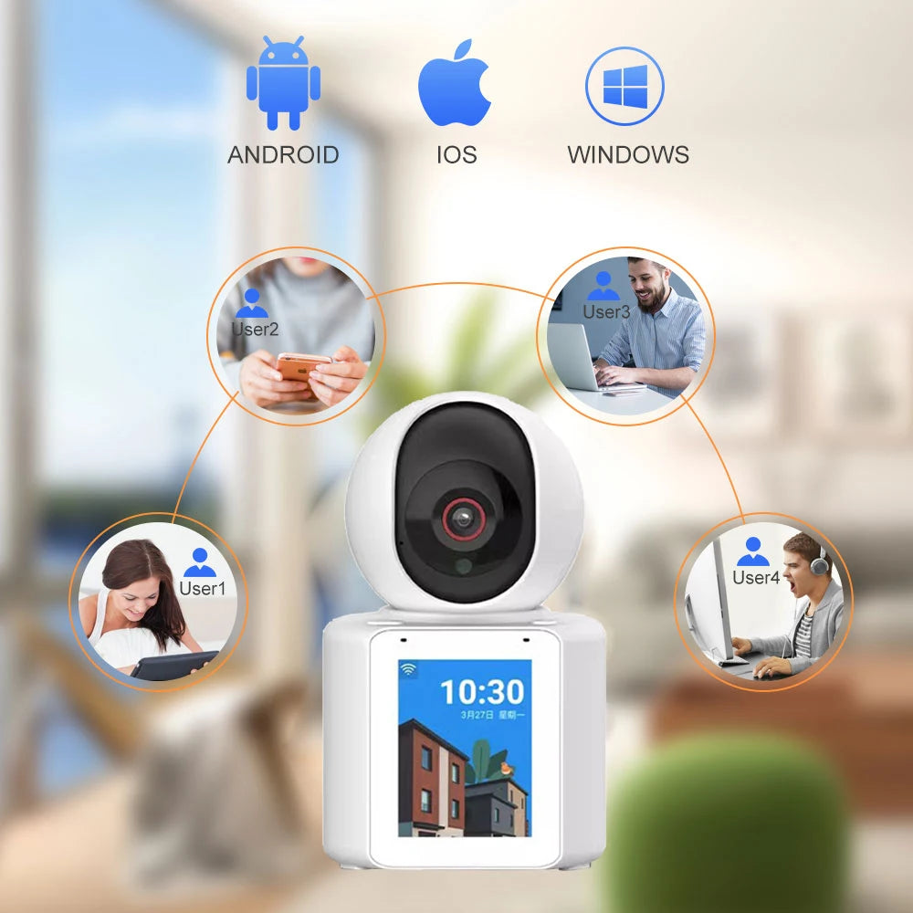 Security WIFI Camera with Screen Watch 1080P Two-way Audio Video Calling PTZ Home CCTV Surveillance Wi-Fi Baby Monitor Camera