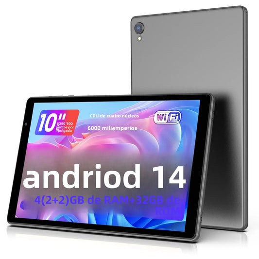 Latest Android 14 Tablet, 10-inch Tablet, Quad-core Processor, 5G WiFi, 4GB ROM + 32GB RAM, 1280*800 Resolution, 6000mAh Battery