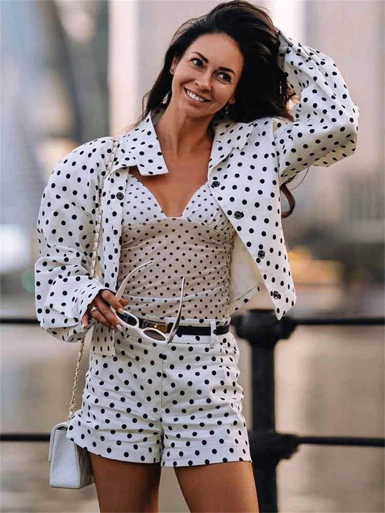 Tossy Fashion Commute 2 Piece-Set Shorts For Women Long Sleeve Patchwork Contrast Shirts Coat And Female Shorts Outfits Summer