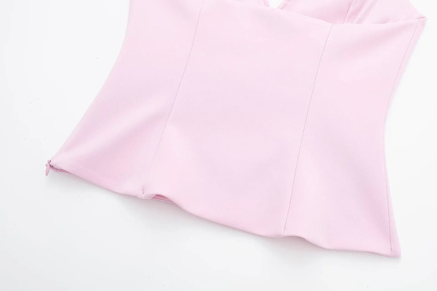Women Summer 2 Piece Set High Waist Back Pocket Mini Skirts Shorts Sexy V-Neck Sleeveless Backless Suspender Zipper Top