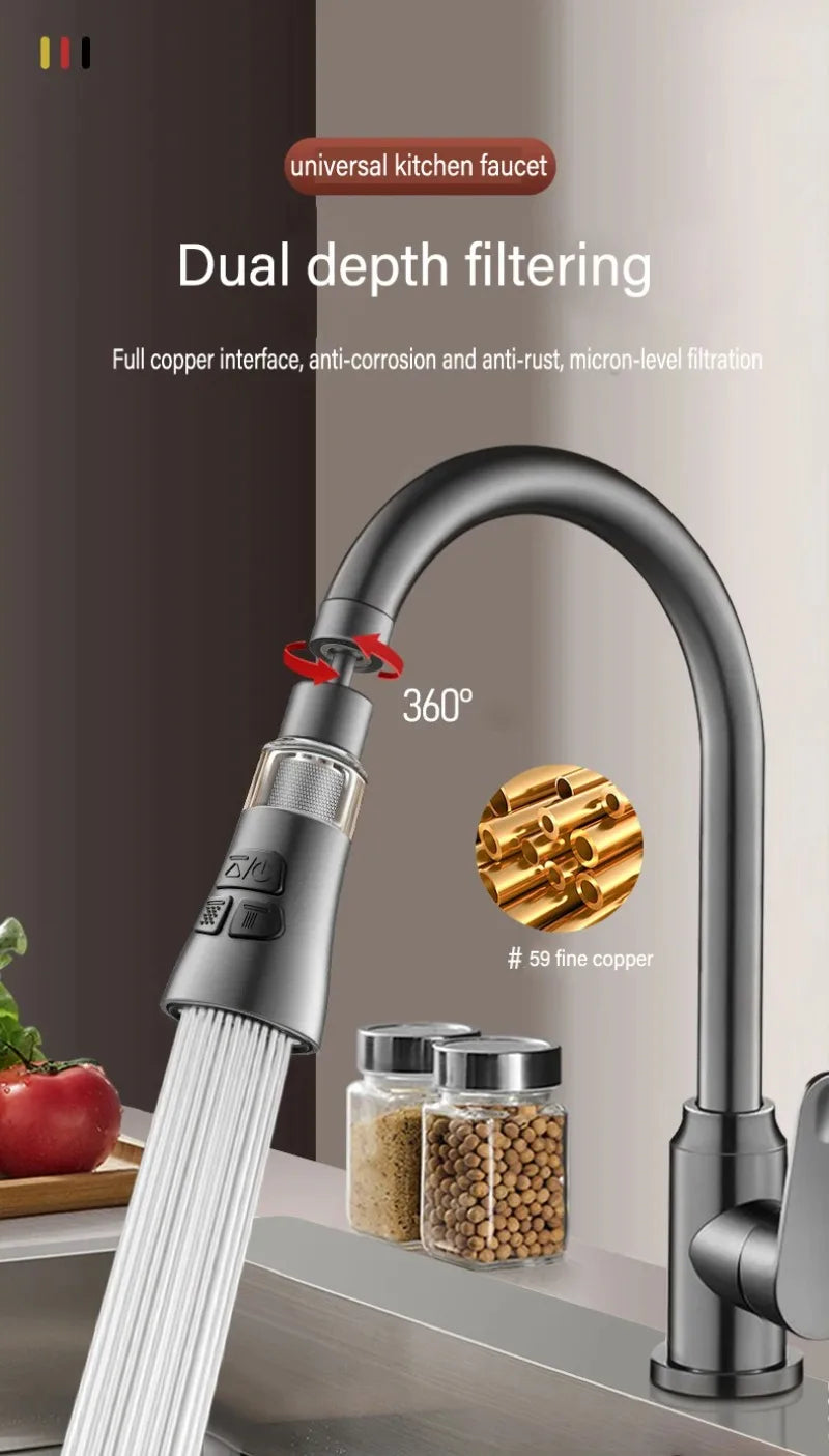 360° Universal Kitchen Faucet Extender With Filter Function Aerator Splash Filter Washbasin Faucet Bubbler Nozzle Aerator
