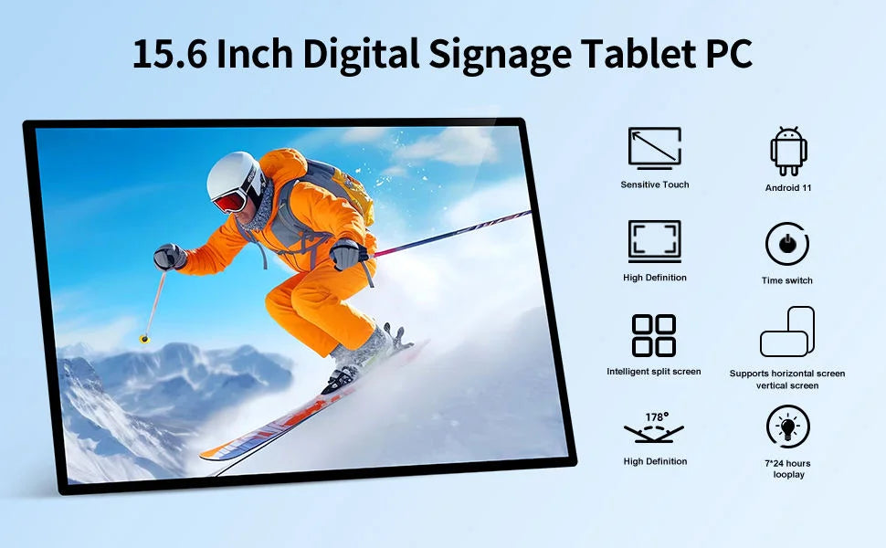 Smart Home Tablet Wall Mount with Double-Sided Lights 15.6 Inch FHD Touch Screen Android 14 8-Core 4G 32G POE for Home Automati