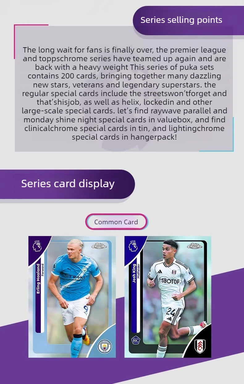 2026 Topps Premier League Chrome English Premier League Soccer Star Cards Game Collection Cards Toy Gift