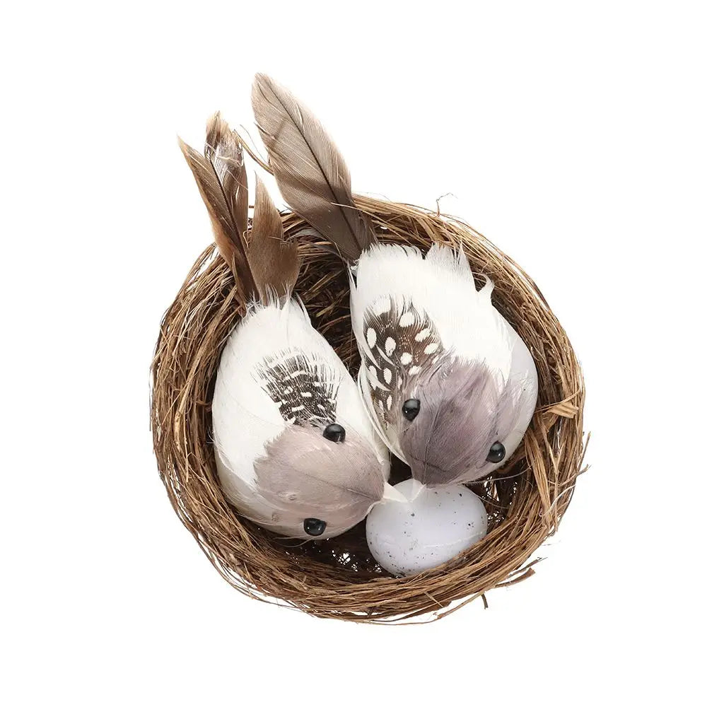 Decor Garden Vine Home House Decoration Craft Nature Realistic Feathered Bird Nest Artificial Craft Birds Birds Egg