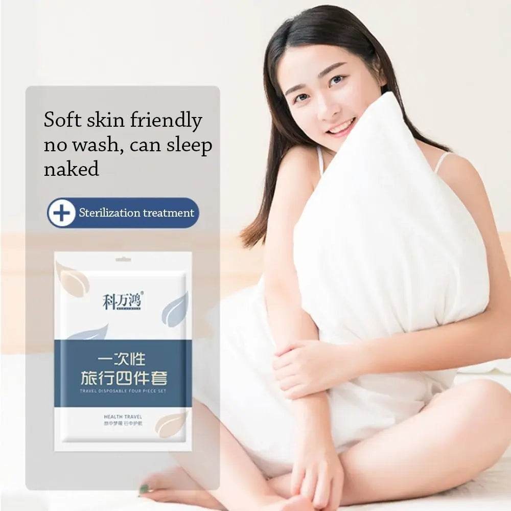 3 / 4-Piece Disposable Bed Sheet Dirty Proof Bedding Set Duvet Cover Pillowcase Thickened Non-Woven Isolation Sheets Travel