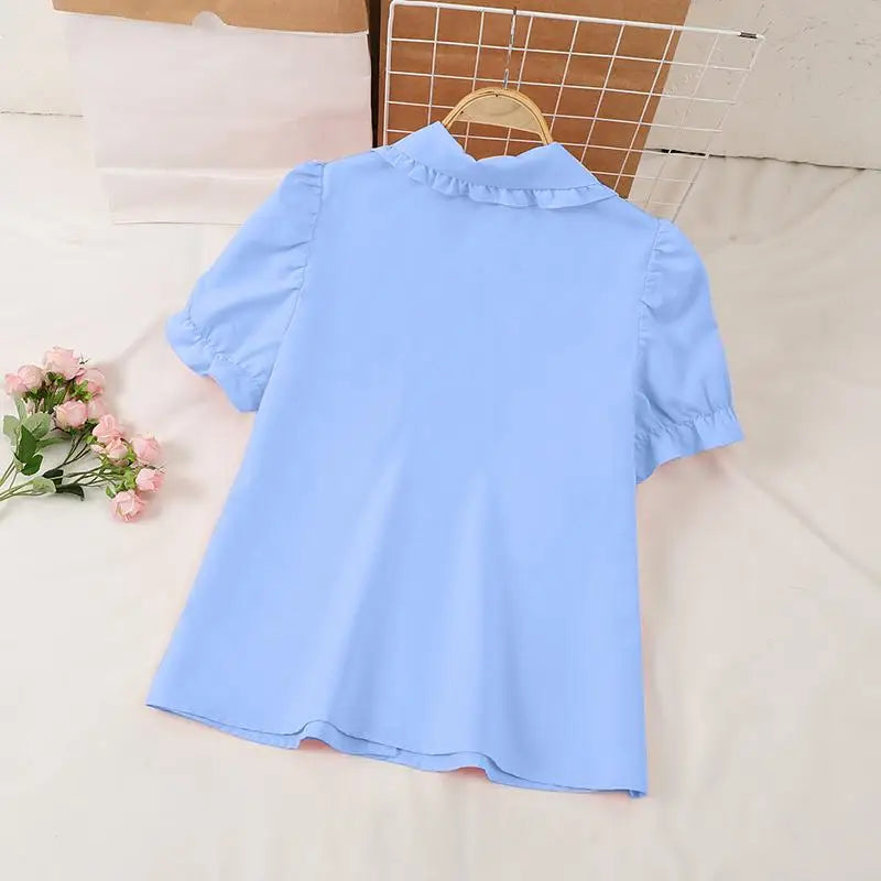 Women Elegant Shirts 2024 VONDA Fashion Summer Short Sleeve Tops Casual Solid Color Shirts Loose Lapel Neck Tunic Blusas Baggy