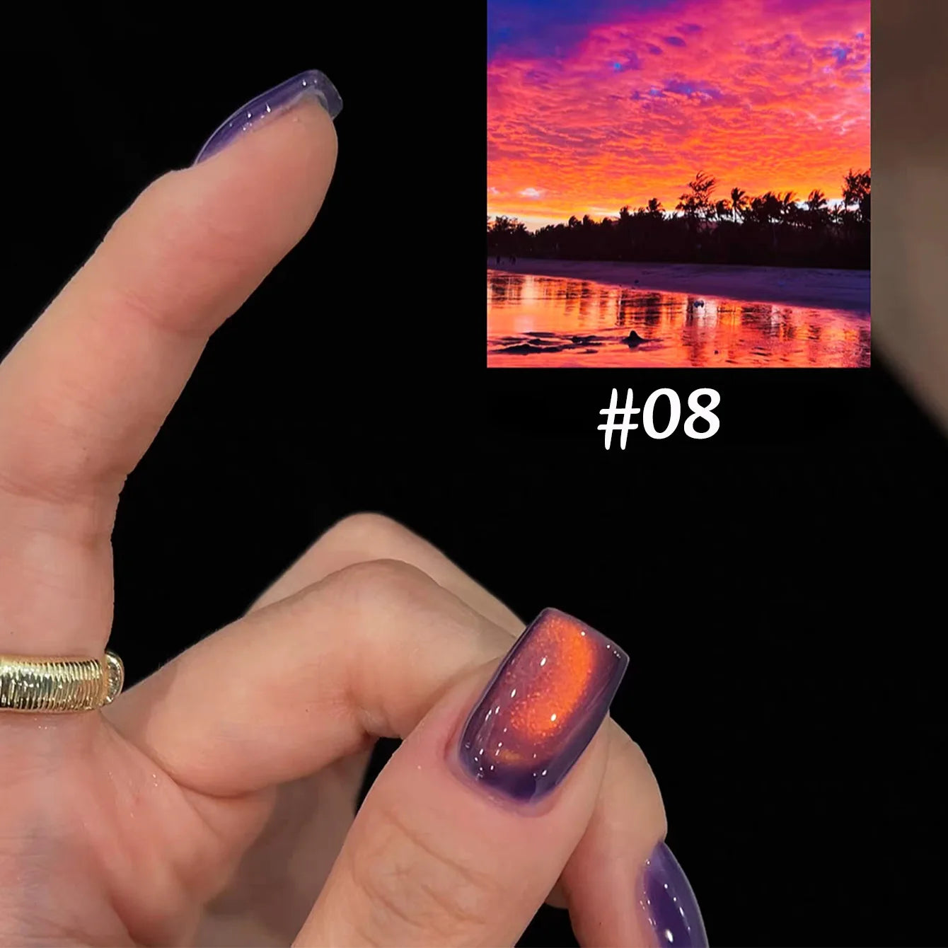ZH 12ML 12-Color Christmas Red Nails Fiery Sunset Glass Bead Cat Eye Gel Nail Polish Fine Powder Cat Magnetic Gel Nail Salon