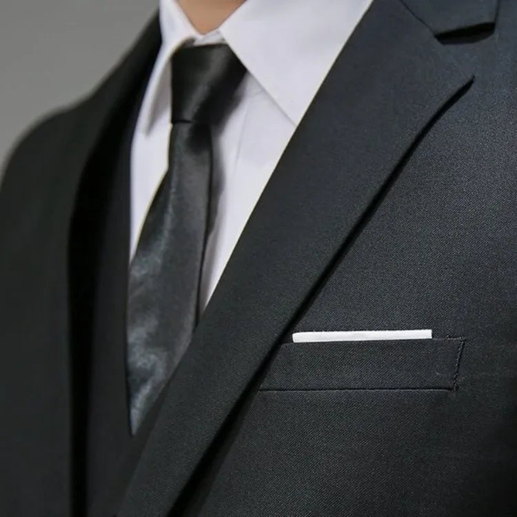 Men Suit 3 Piece Set Slim Fit Korean Style Best Man Groom Wedding Tuxedo Brother Group Formal Attire