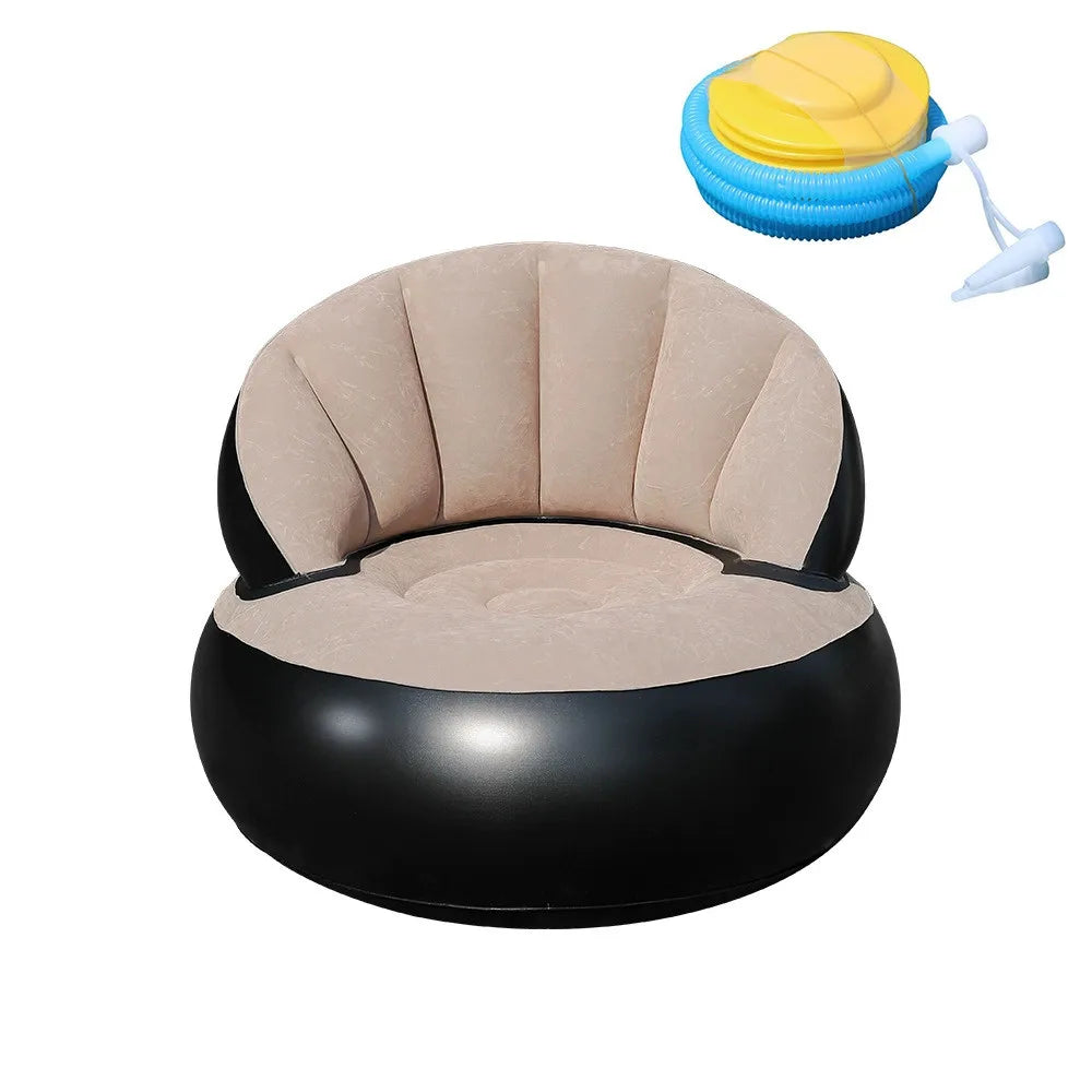 inflatable sofa with backrest, portable quick-inflating foldable lazy sofa, PVC flocking surface, suitable for living room, game