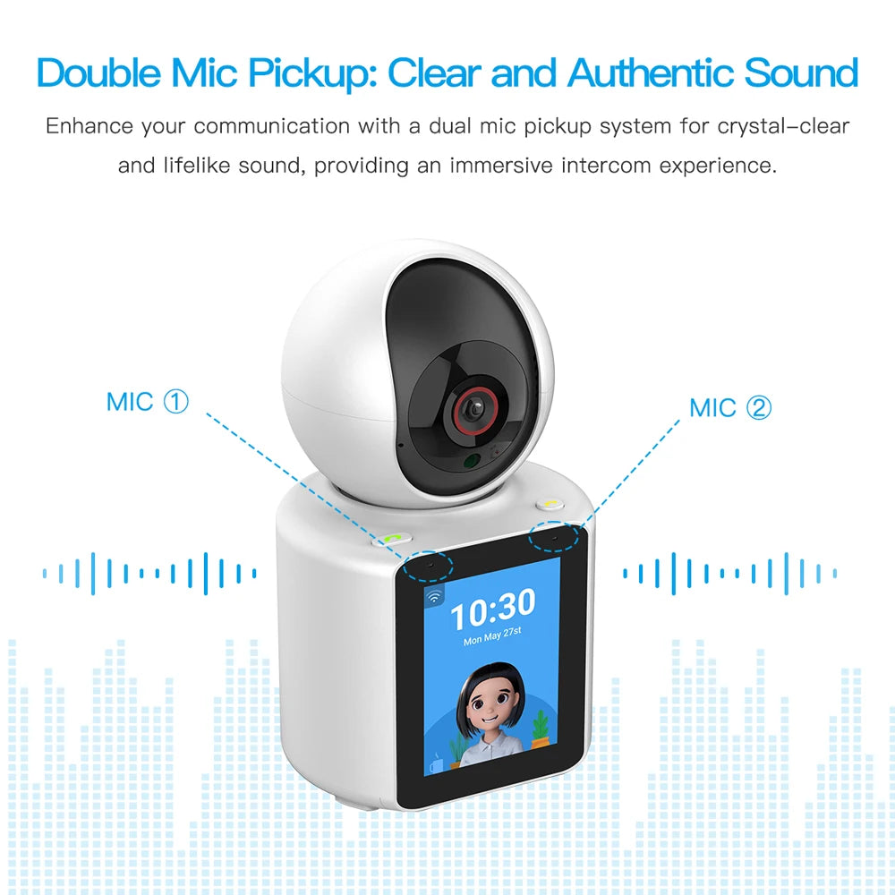 Security WIFI Camera with Screen Watch 1080P Two-way Audio Video Calling PTZ Home CCTV Surveillance Wi-Fi Baby Monitor Camera