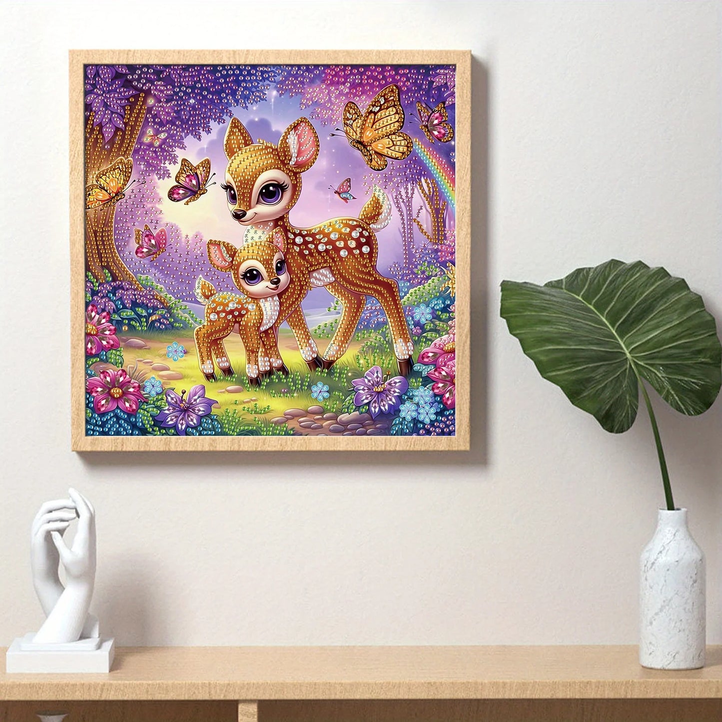 DIY Deer and flowers 5D Special Shape Diamond Art Kits for Beginners,Diamond Art Painting Kits for Home Wall Decoration Gift