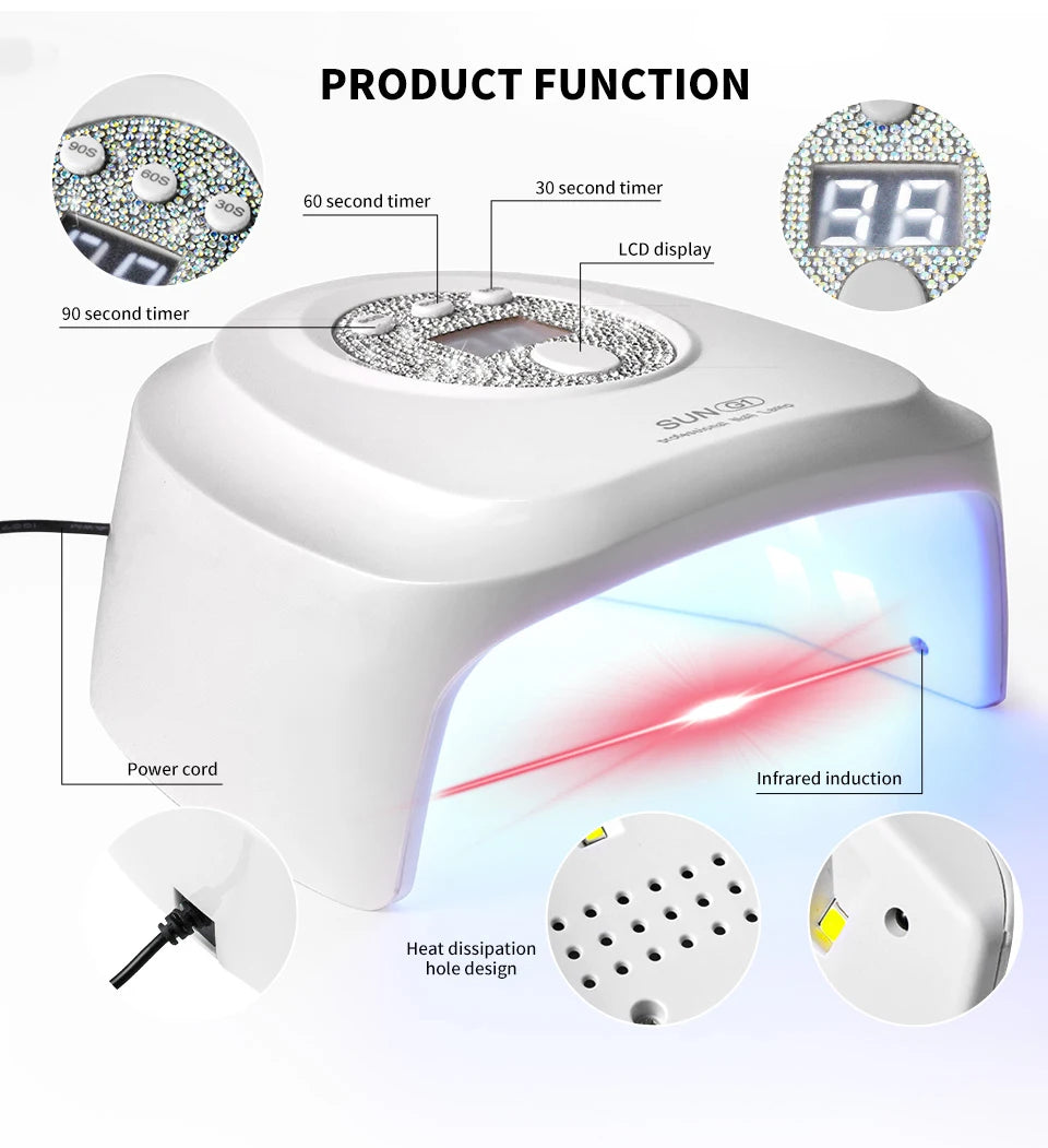 Nail UV/LED Dryer Lamp with 24 LEDS Quick Drying Nails Light Have 3 Timer Modes LCD Display for Manicure Salon Acrylic Gel Tools