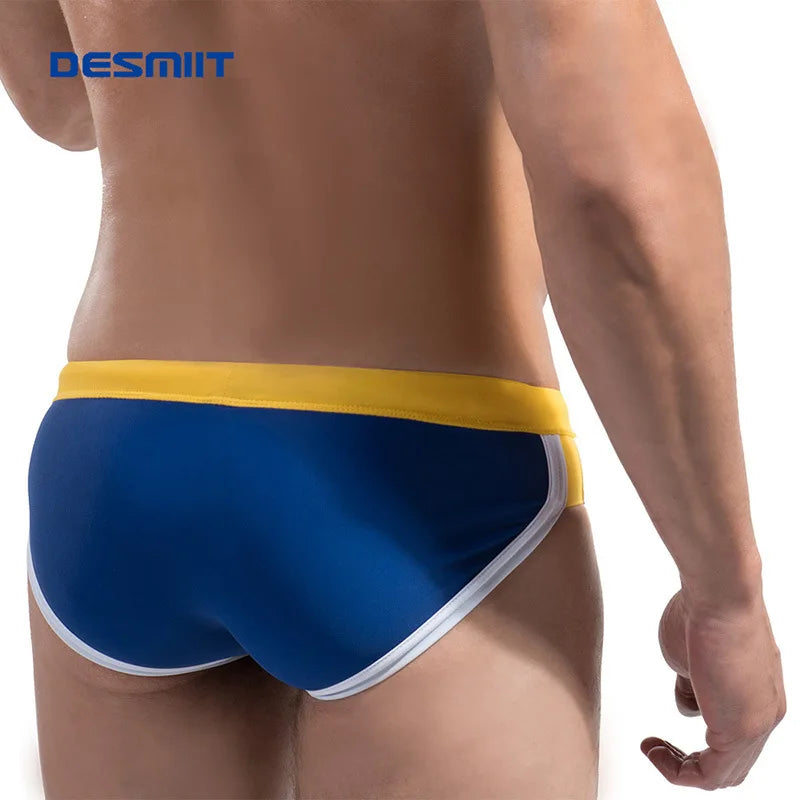 Mens Swim Briefs Trendy Tight Breathable Splicing Swimming Trunks Bathing Suit Maillot De Bain Homme Sports Board Beach Shorts