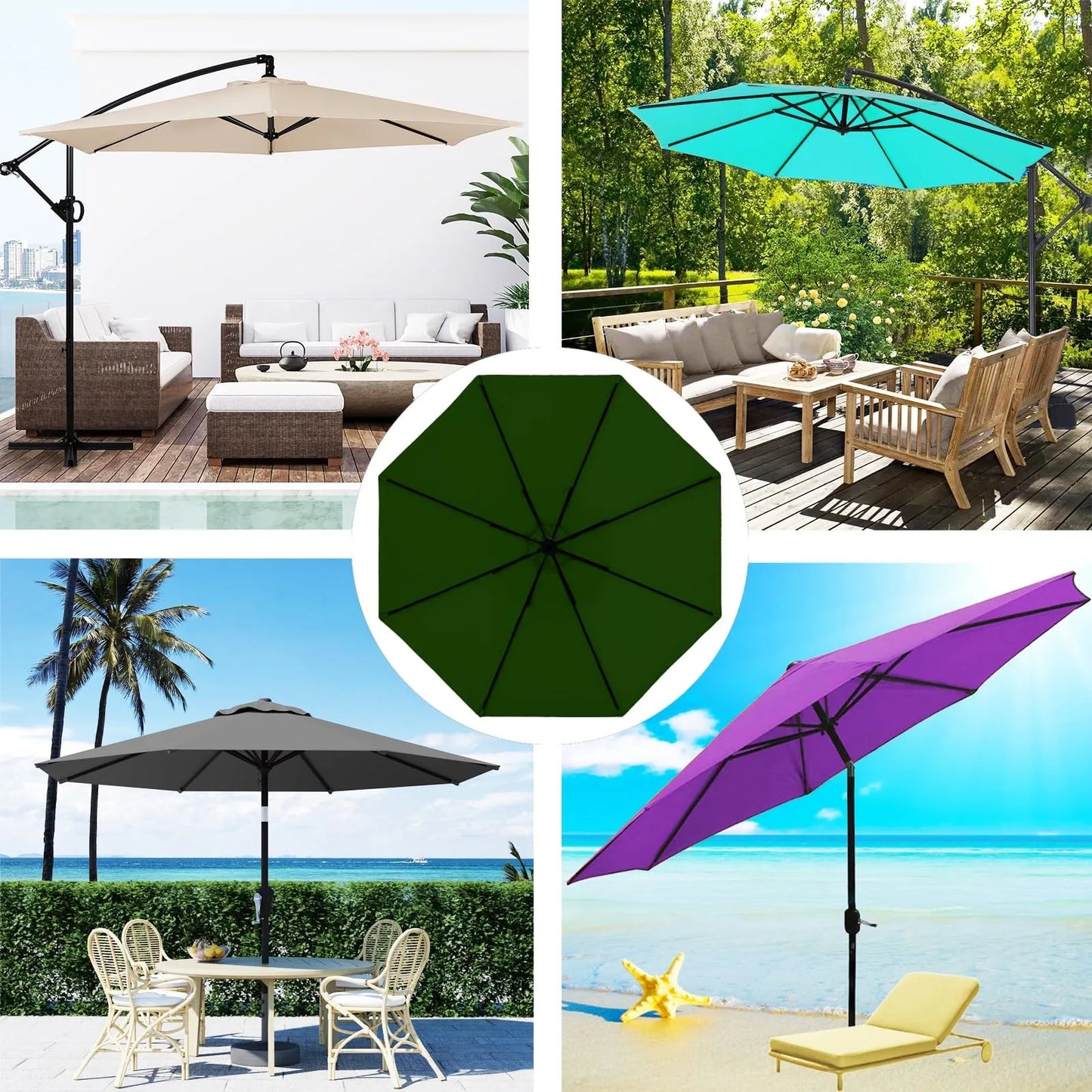 Uv Protection Parasol Sunshade Umbrella Cover Garden Umbrella Cover Waterproof Beach Canopy Replacement Cover 6ribs