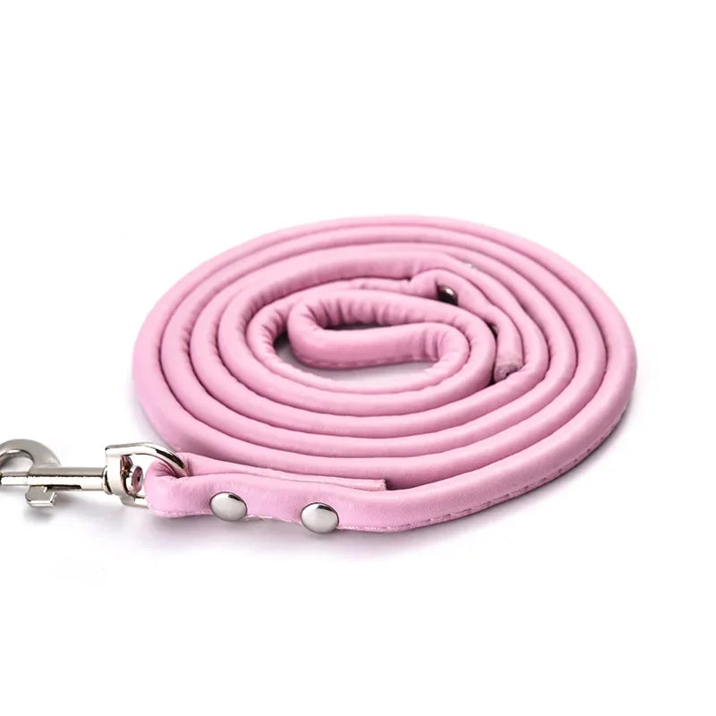 PU Leather Dog Leash Chain Leads Rope Pet Cat Traction Hook Buckle Collar Harness Running Walk Black Red Blue for Small Animal