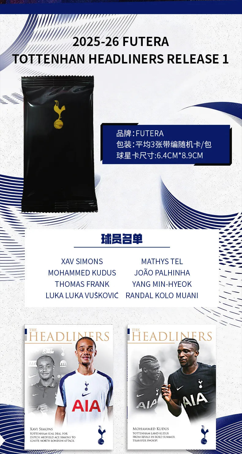 Genuine Futera 2025-26 Headliners Release 1 Soccer Trading Cards Official Licensed Collectible Football Cards Premium Gift Fans