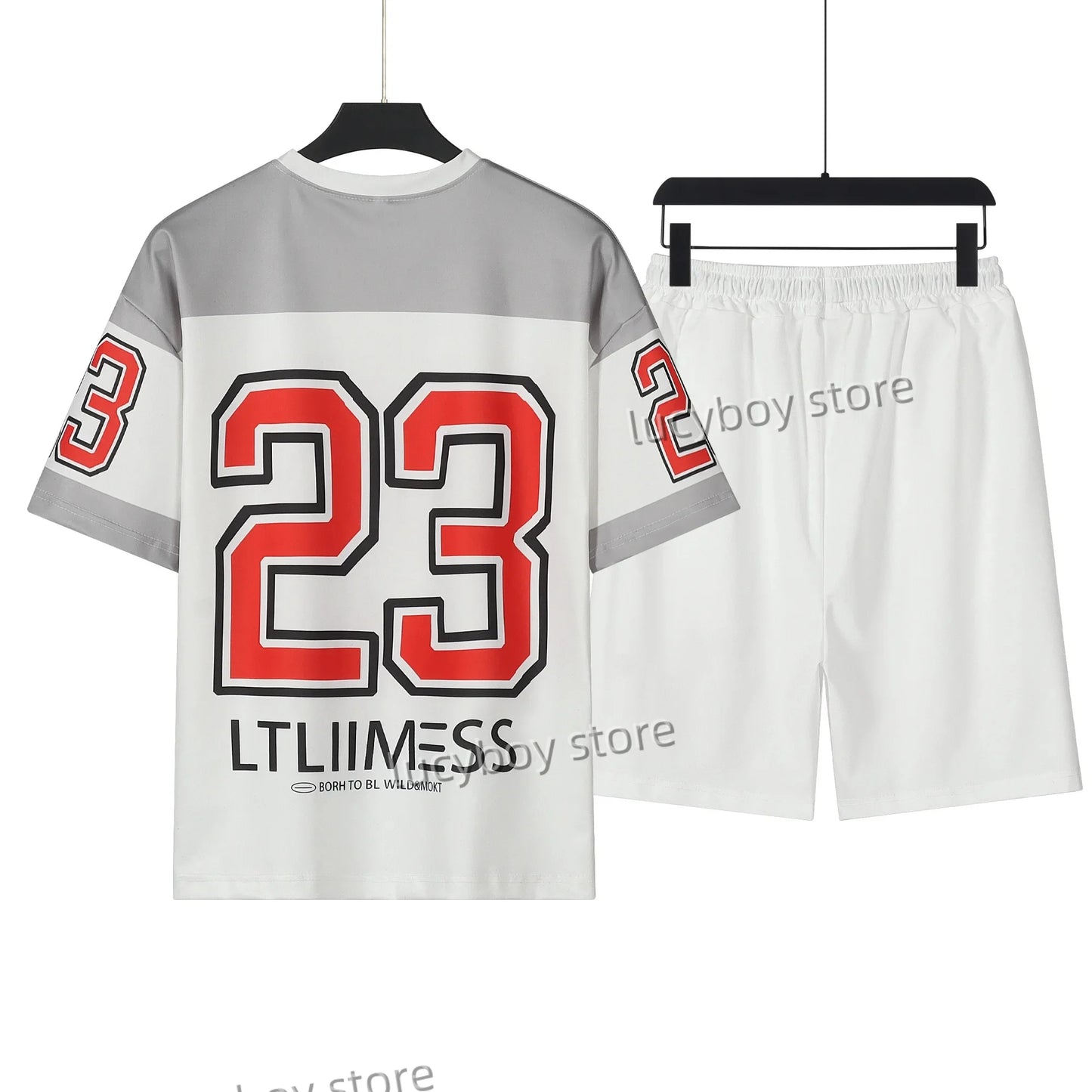 Men Number 23 Printed Set 2 Piece Set Men T-Shirt Shorts Pants Suit Tracksuit  Vintage Outfit Sportswear Male Clothing