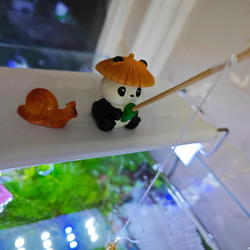 Aquarium Decoration Mini Fishing Panda Fishing Frog Fish Tank DIY Landscaping Ornaments Home Garden Pond Decorations