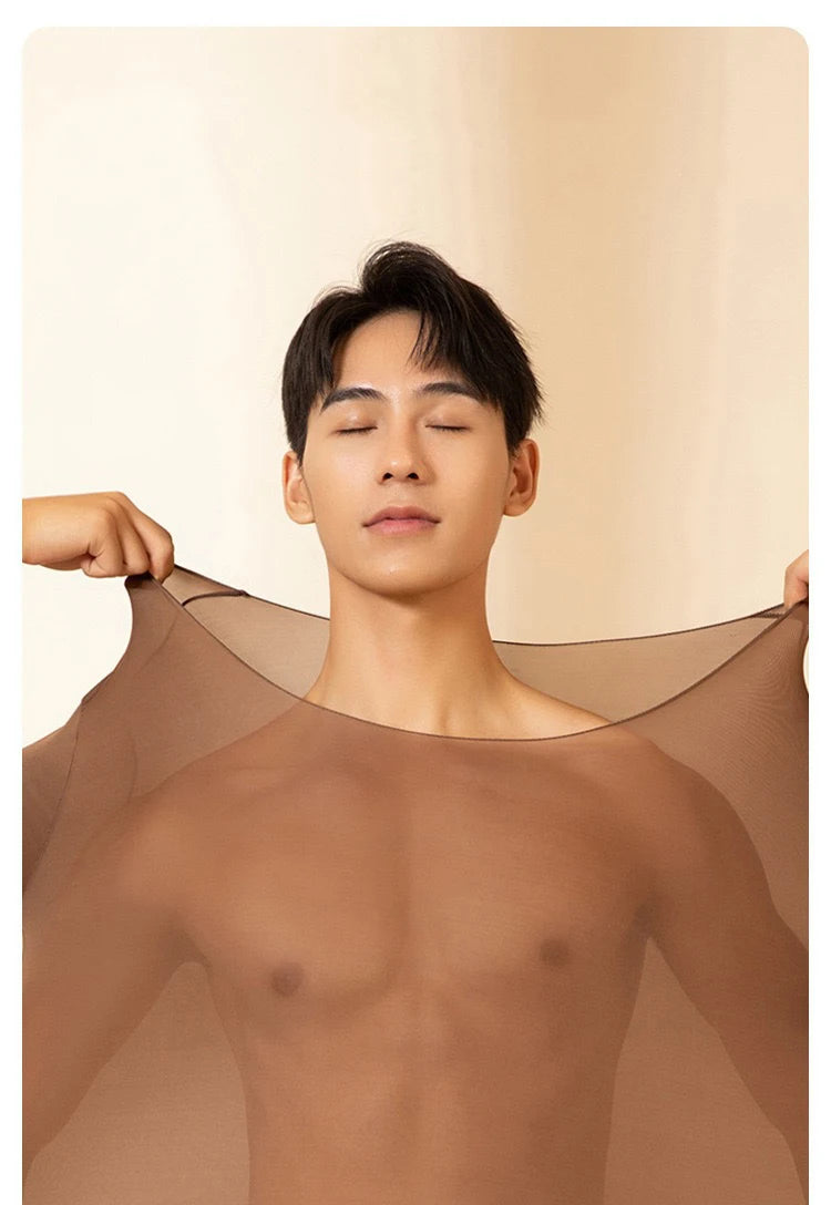 Men Thermal Underwear Set Plus Size Ultra-thin Pajamas Suit High Elastic Long Sleeve Long Johns Autumn Winter Skincare Clothing