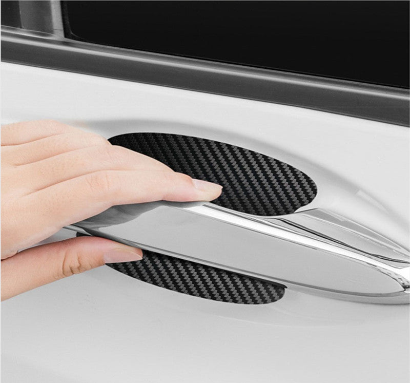 4 Pieces of Car Door Handle Protective Film, Carbon Fiber Stickers, Scratch Resistant Covers, Exterior Accessories,