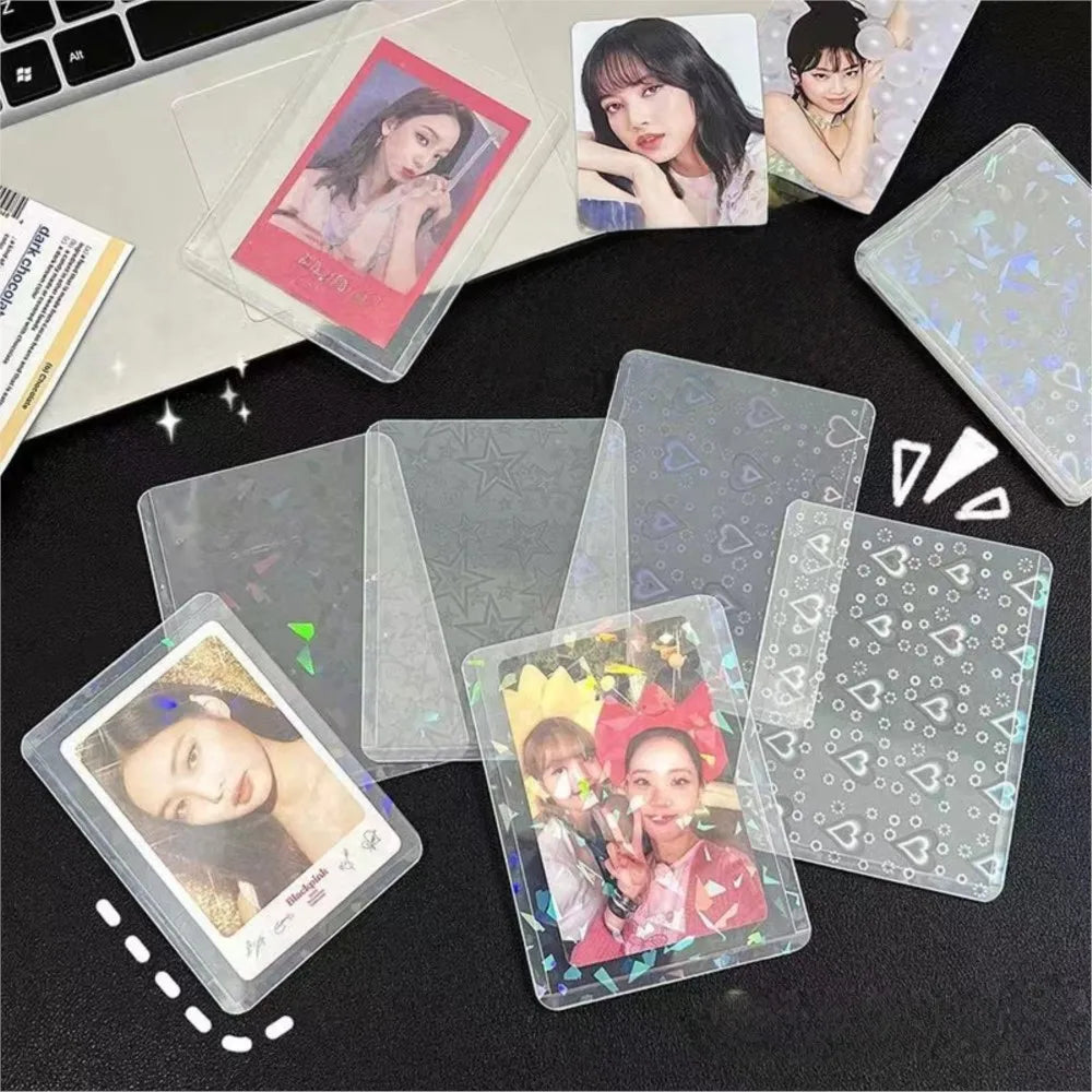 10pcs Flash Hard Plastic Card Sleeves Single Face Laser Trading Protectors Holder For Pokemon Game Baseball Football Sport Photo