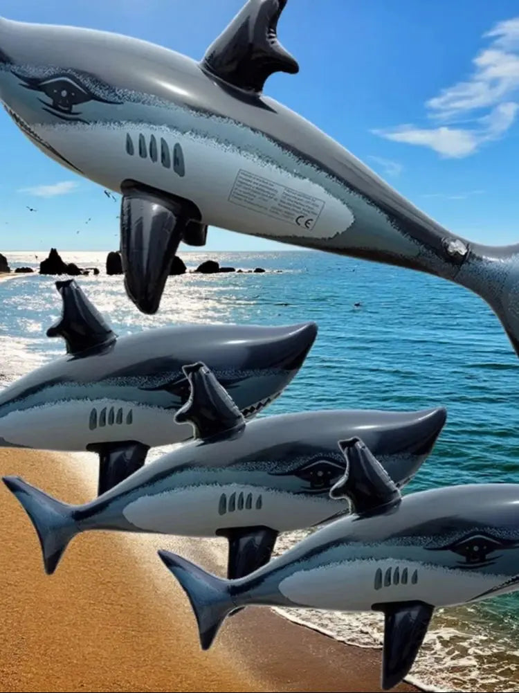PVC Inflatable Shark Beach Toy - Shark Themed Outdoor Party Water Play Game Toys for Kids Summer Fun Activities
