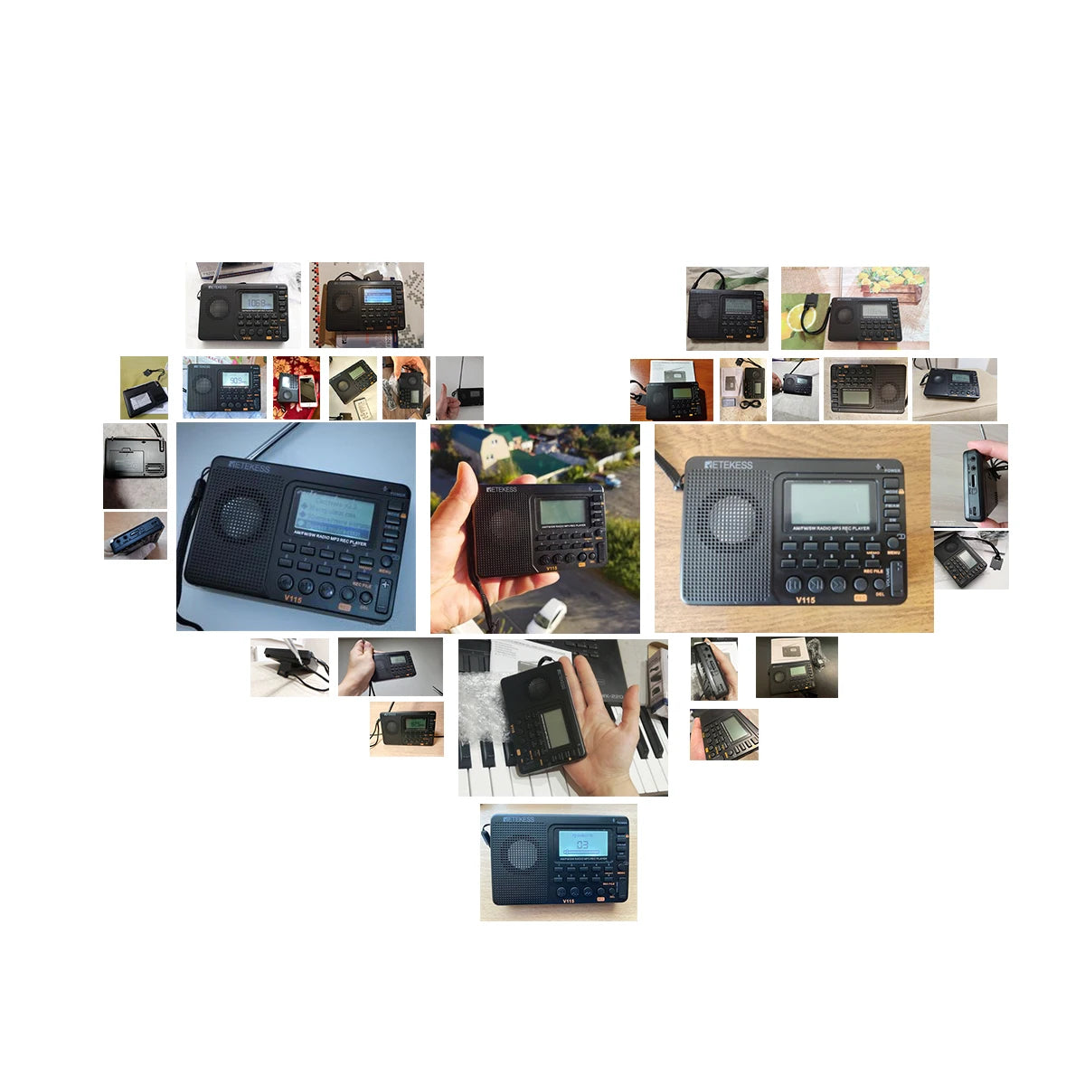 RETEKESS V115 Radio FM AM SW Portable Radios Rechargeable  Radio Batteries multiple bands  USB Recorder Speaker for Elders TX32