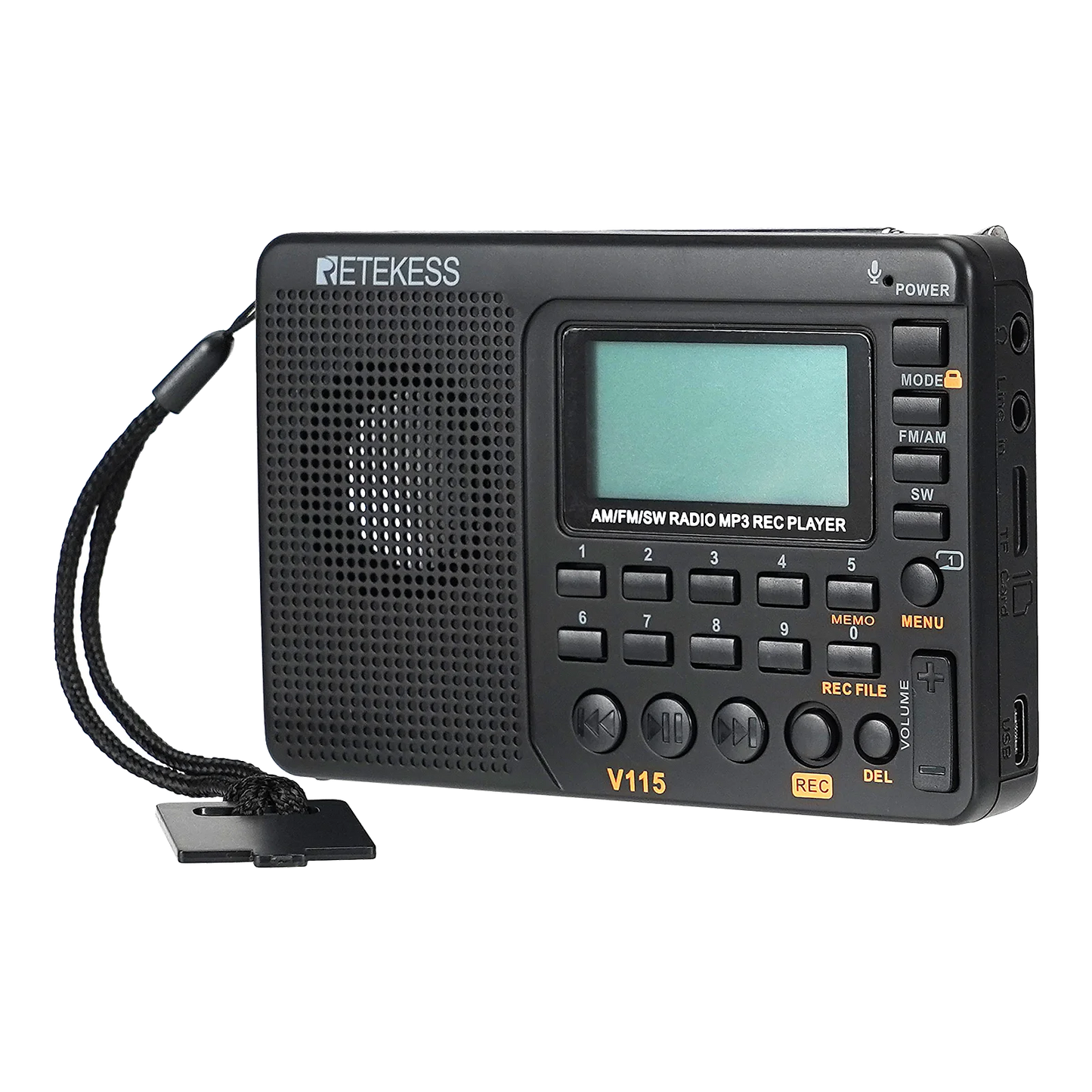RETEKESS V115 Radio FM AM SW Portable Radios Rechargeable  Radio Batteries multiple bands  USB Recorder Speaker for Elders TX32