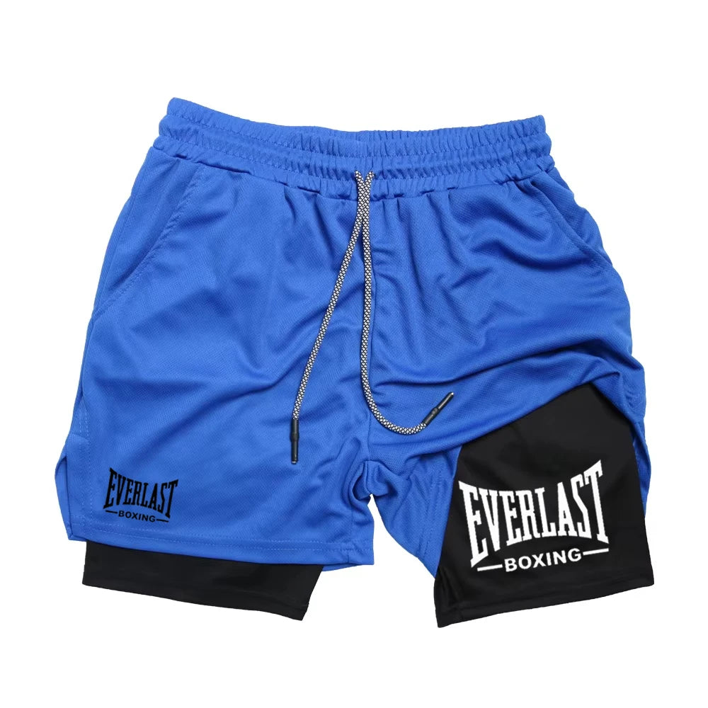 EVERLAST Men's Double Layer Compression Shorts, Quick Dry Sports Pants for Basketball Gym Fitness, Comfortable Athletic Bottoms