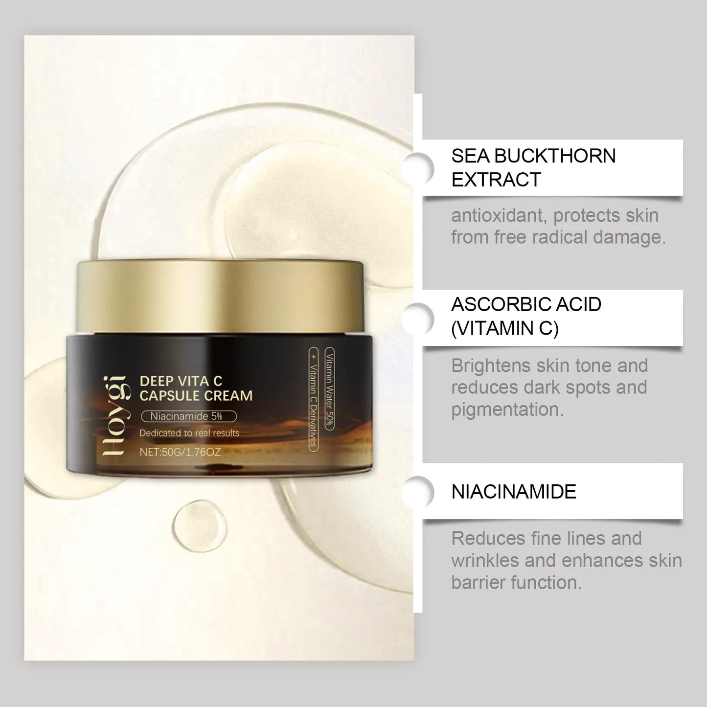 Deep Vitamin C Golden Capsule Face Moisturizer Liposome Capsules For Wrinkles Skin Radiance Glow Hydration Lightweight Skin Care