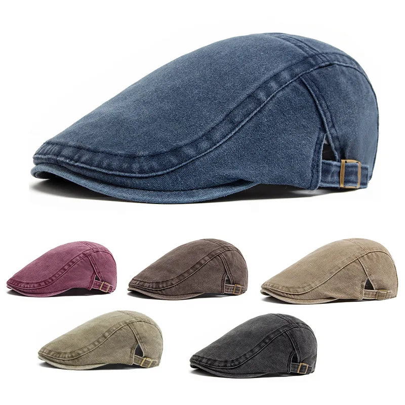 Hot sale Vintage Painter Beret Unisex Fashion Flat Visor Cap Casual Autumn Retro Cotton Solid Newsboy Hat Summer Adjustable