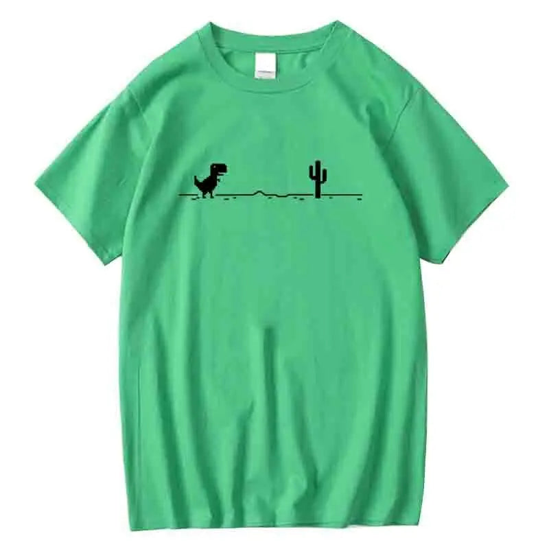 Men High Quality Cotton Blend Funny Dinosaur Print T Shirt Loose O-neck Summer Cool Men Tshirt Short Sleeve T-shirt Male Tee Top