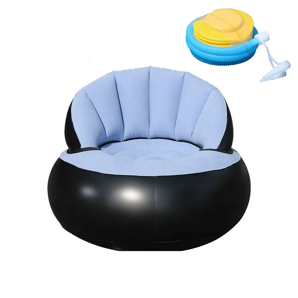 inflatable sofa with backrest, portable quick-inflating foldable lazy sofa, PVC flocking surface, suitable for living room, game