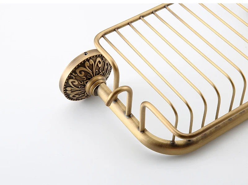 Antique Bronze Brass Wall Mounted Bathroom Soap Basket Bathroom Shower Shelf Shampoo Holder Shelves Storage Shelf Rack